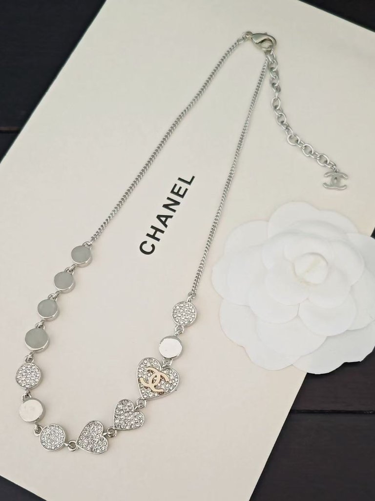 Chanel Platinum Diamond Heart Necklace